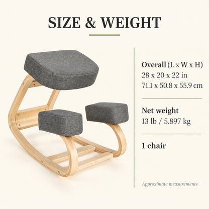 Wood Rocking Kneeling Chair with Gray Cushions