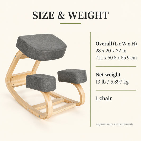 Wood Rocking Kneeling Chair with Gray Cushions