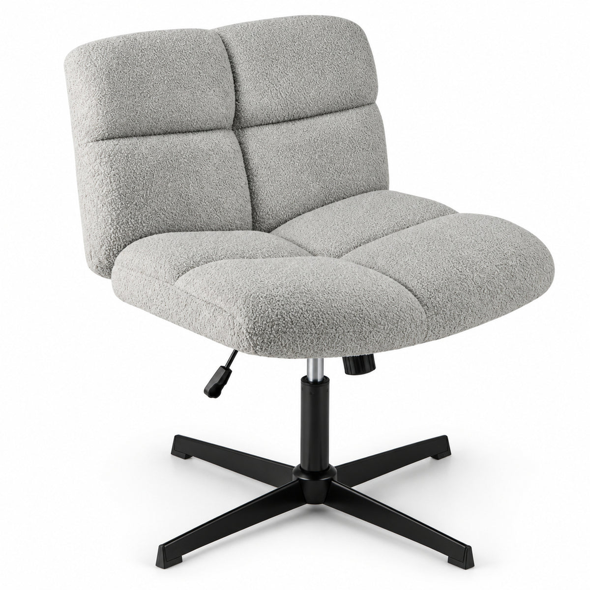 Wide-Seat Armless Swivel Desk Chair without Wheels, Gray