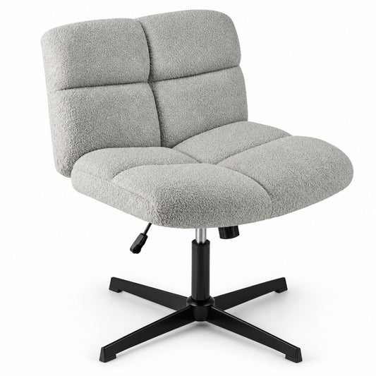 Wide-Seat Armless Swivel Desk Chair without Wheels, Gray